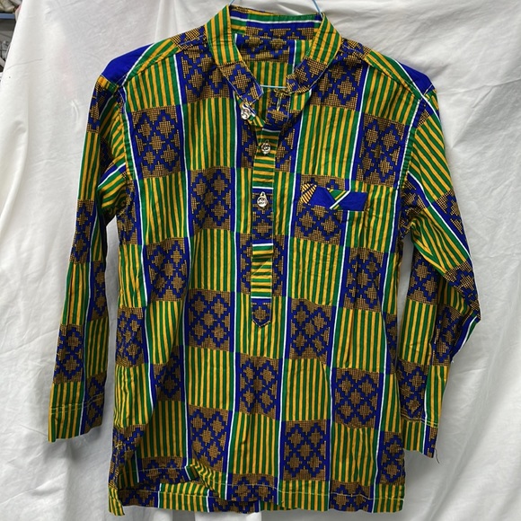 African inspired Kente cloth dashiki 2 piece suit sz M-l - Picture 3 of 8